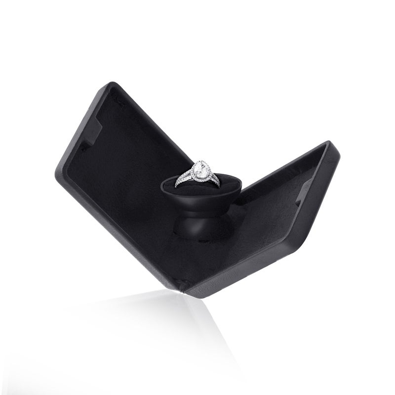 Noble Pack Pop the Question Ring Box - Flat & Slim Engagement Ring Box for Proposal or Special Occasion (Black) - Image 2